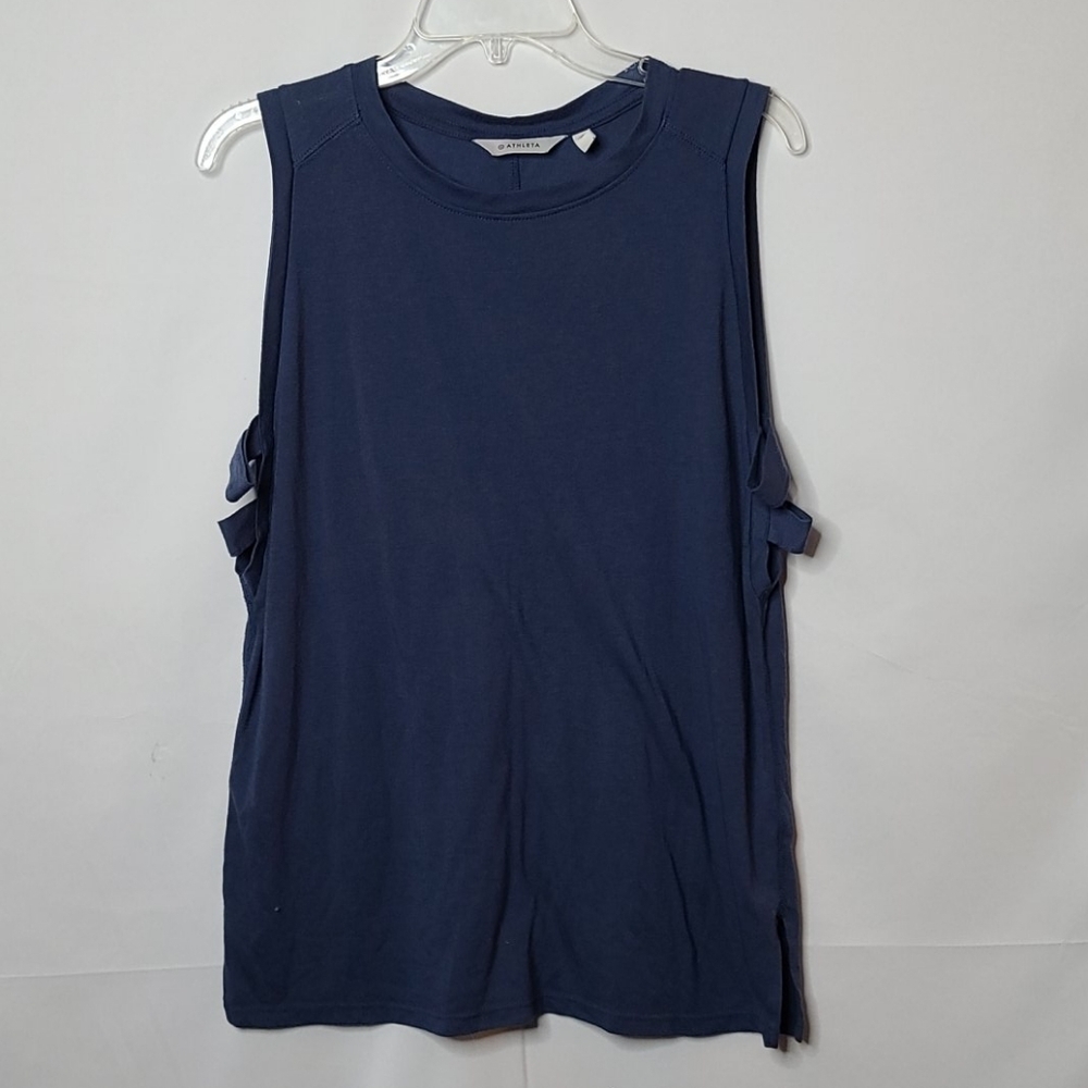 Athleta cut out sides tank top blue gym running workout top sz Medium